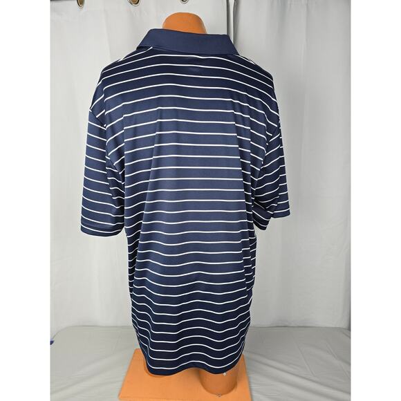 MLB NEW YORK YANKEES GENUINE MERCHANDISE 2XL MENS POLO SHORT SLEEVE STRIPED Navy - Picture 4 of 9